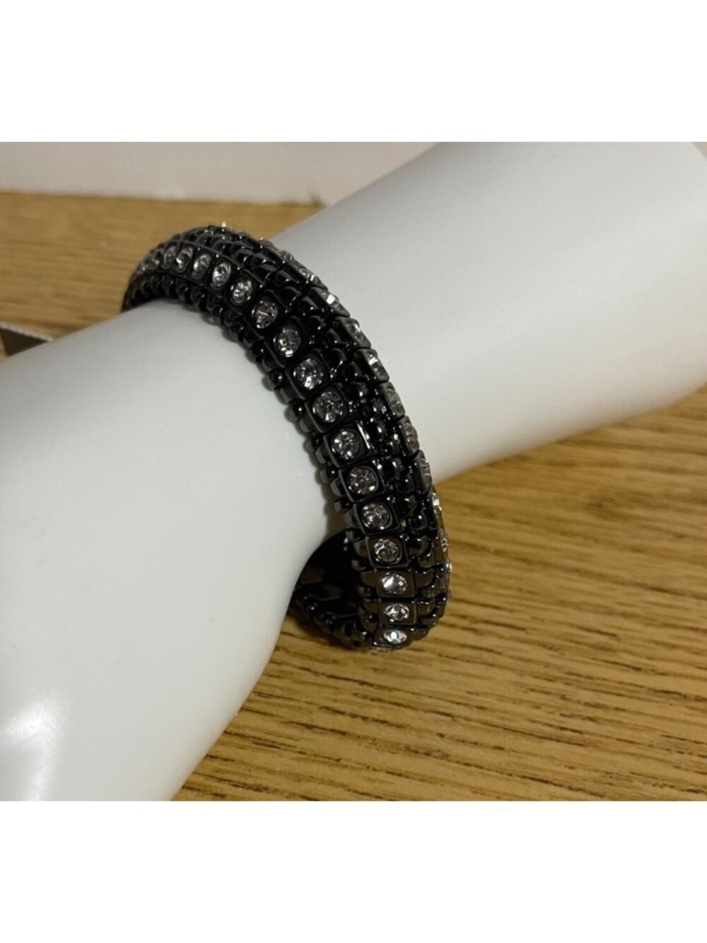 Chicos Black Crystal Stretch Bracelet Double Row Rhinestone Fashion Jewelry